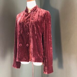 J.Jill Double breasted soft velour jacket silk blend